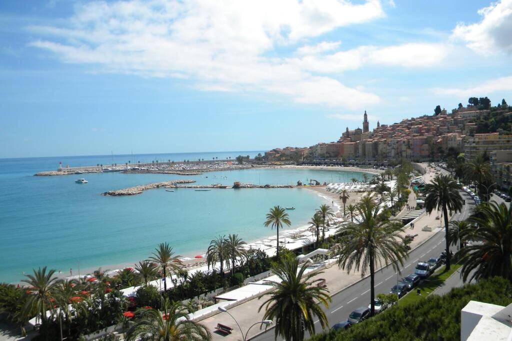 App Le Rocazur Avec Piscine Et Parking En Bord De Mer A 500M Du Centre Ville Menton Eksteriør bilde